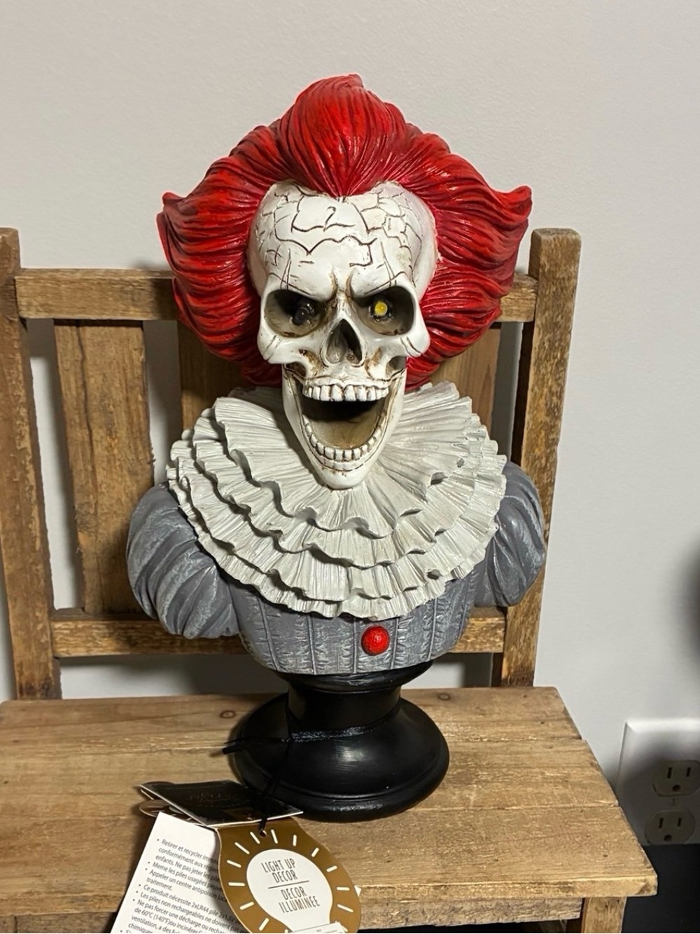 Halloween Spooky IT Pennywise Skeleton Clown Bust LED Light-Up Halloween Horror